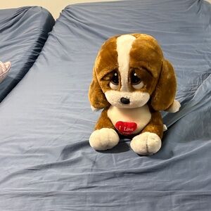 Brown and White Plush Dog Stuffed Toy